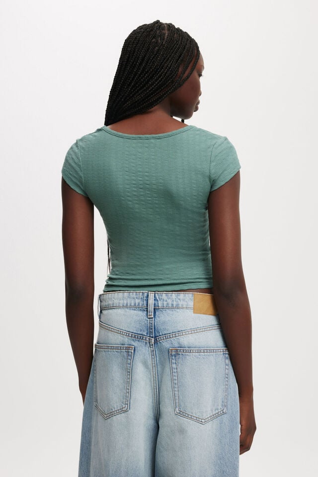 Cotton On Hailey Textured Short Sleeve Cloudy Jade