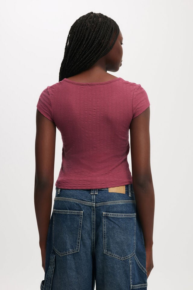 Cotton On Hailey Textured Short Sleeve Rich Plum