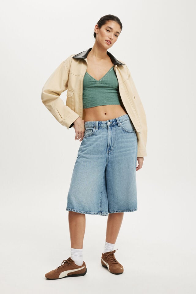 Cotton On Hailey V Neck Cami Cloudy Jade/contrast