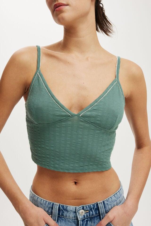 Cotton On Hailey V Neck Cami Cloudy Jade/contrast