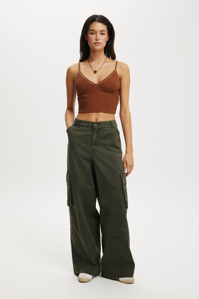 Cotton On Hailey V Neck Cami Walnut/contrast