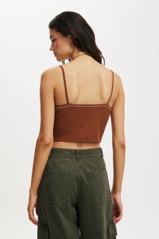 Cotton On Hailey V Neck Cami Walnut/contrast