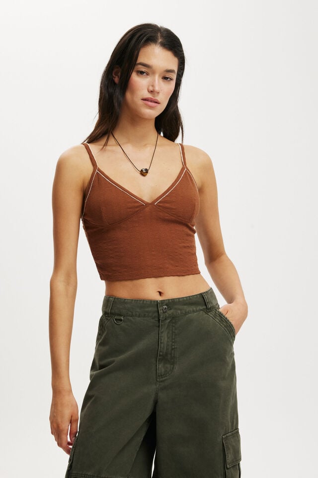 cotton on Hailey V Neck Cami walnut/contrast