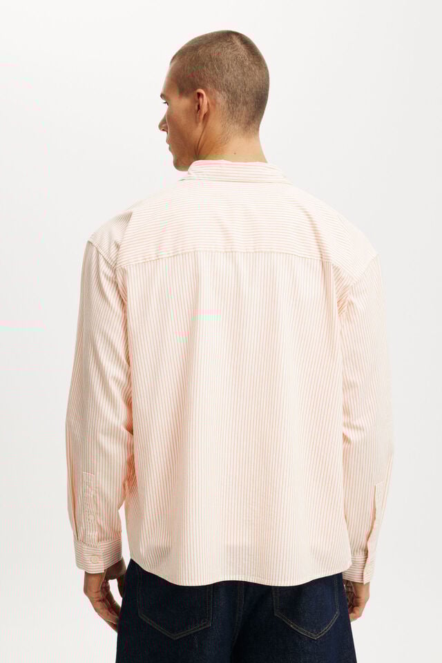 Cotton On Hampton Long Sleeve Shirt Apricot Stripe