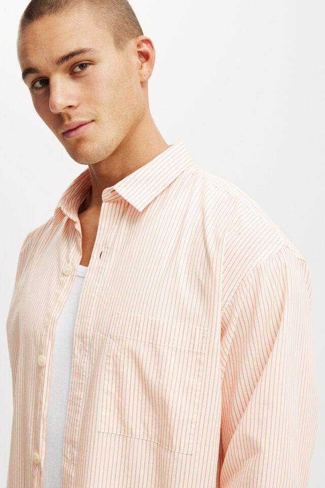 Cotton On Hampton Long Sleeve Shirt Apricot Stripe