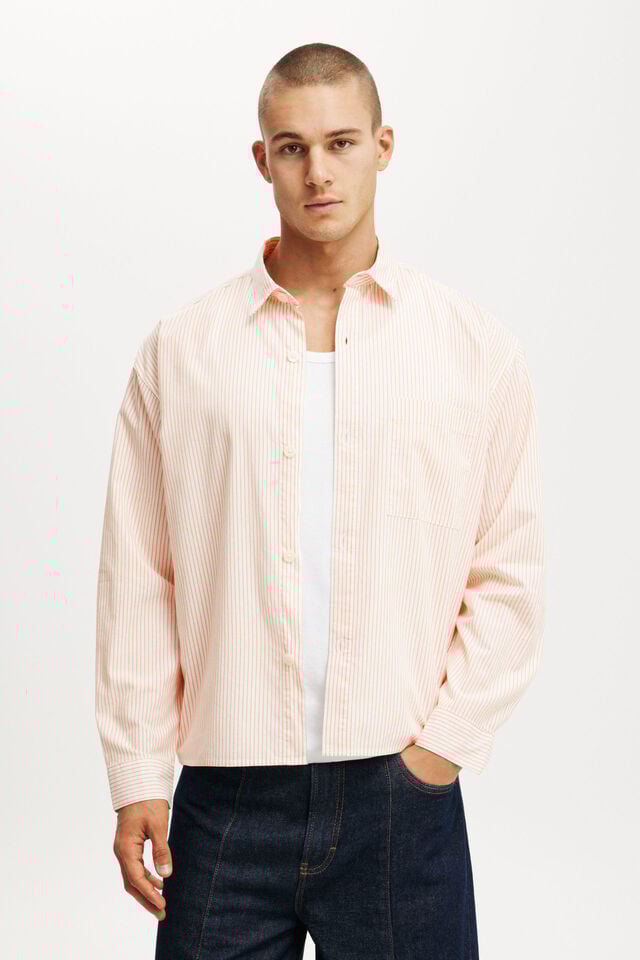 cotton on Hampton Long Sleeve Shirt apricot stripe