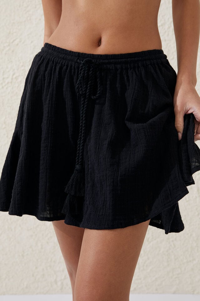 cotton on Hanky Hem Beach Mini Skirt black