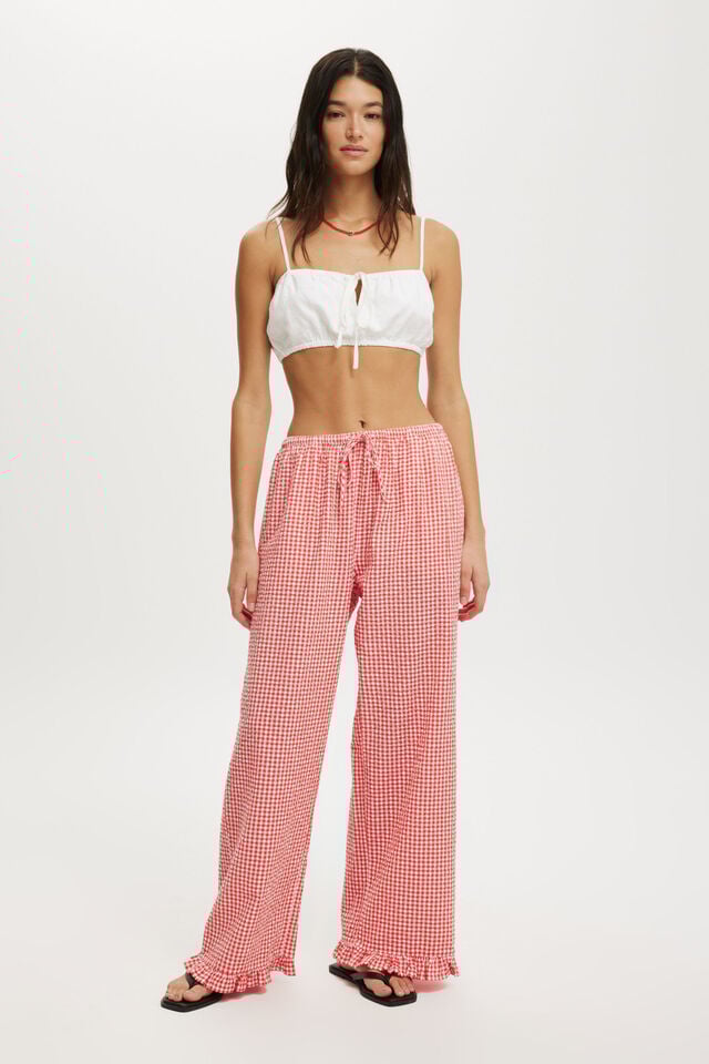 cotton on Haven Frill Pant nectarine gingham
