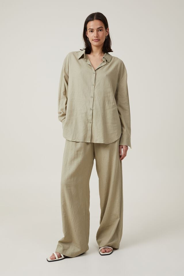 Cotton On Haven Long Sleeve Shirt Desert Sage