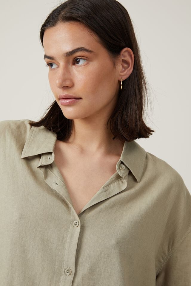Cotton On Haven Long Sleeve Shirt Desert Sage