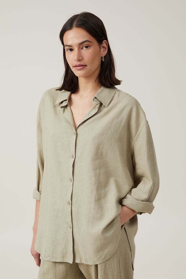 cotton on Haven Long Sleeve Shirt desert sage