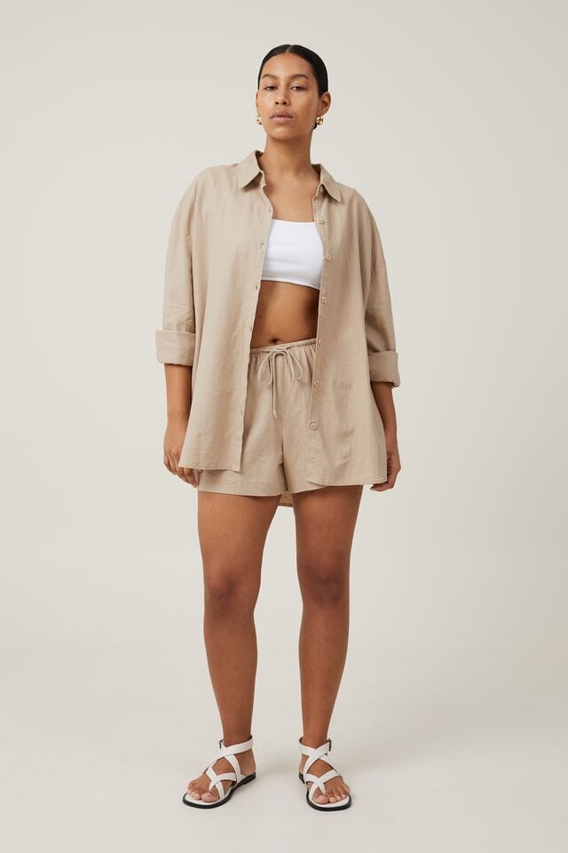 Cotton On Haven Long Sleeve Shirt Mid Taupe