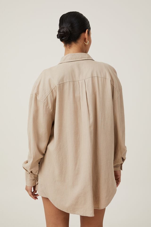 Cotton On Haven Long Sleeve Shirt Mid Taupe