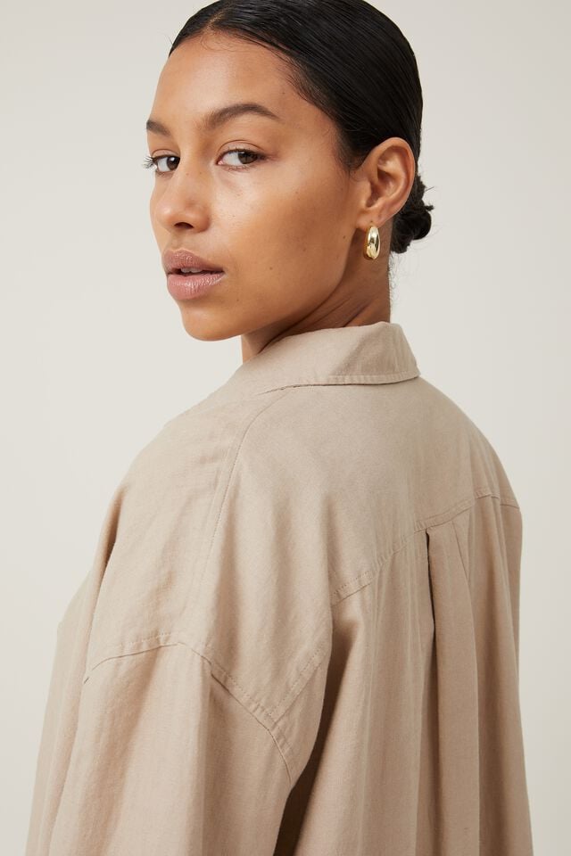 Cotton On Haven Long Sleeve Shirt Mid Taupe
