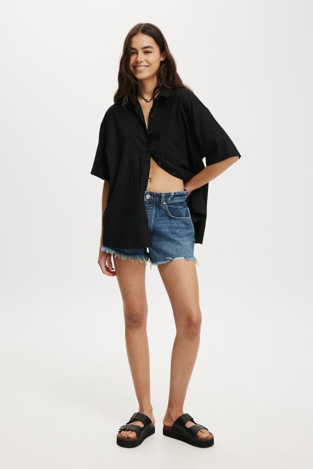 Cotton On Haven Short Sleeve Shirt Black