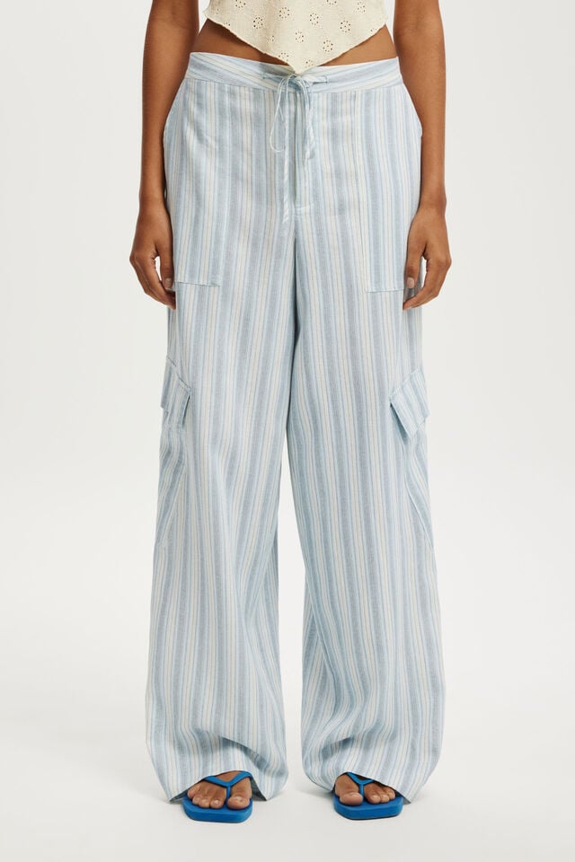 Cotton On Haven Utility Pant Ava Stripe Blue