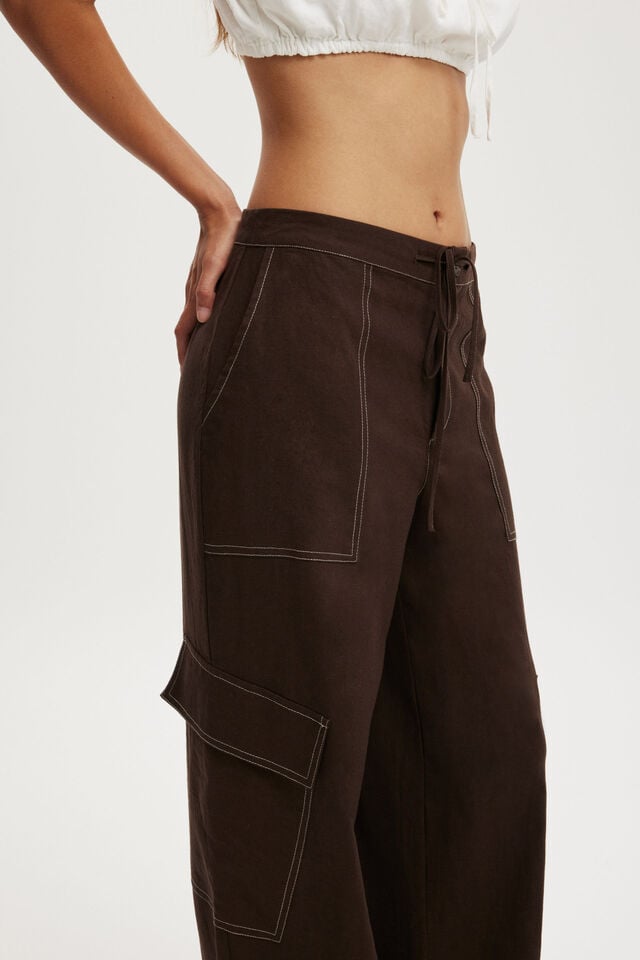 Cotton On Haven Utility Pant Dark Oak