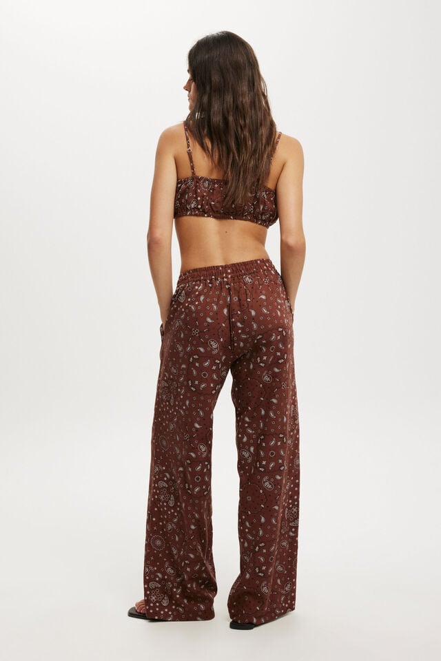Cotton On Haven Wide Leg Pant Bandana Print Brown