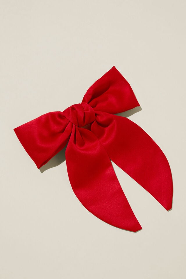 Cotton On Heidi Hair Bow Red Satin
