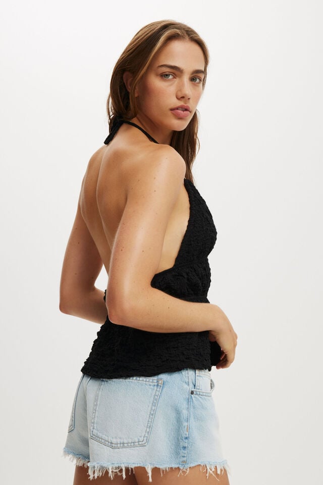 Cotton On Heidi Tie Front Halter Black
