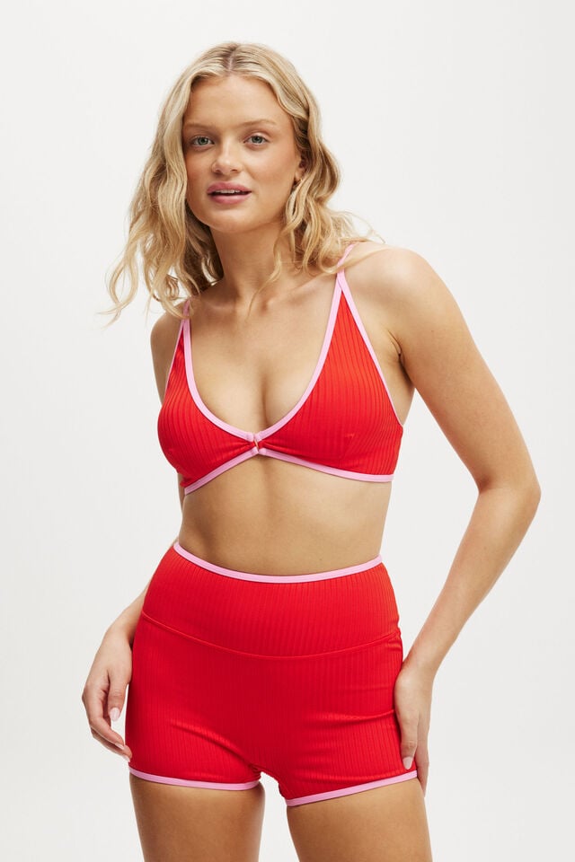 cotton on High Apex Bikini Top scarlet rib/pink
