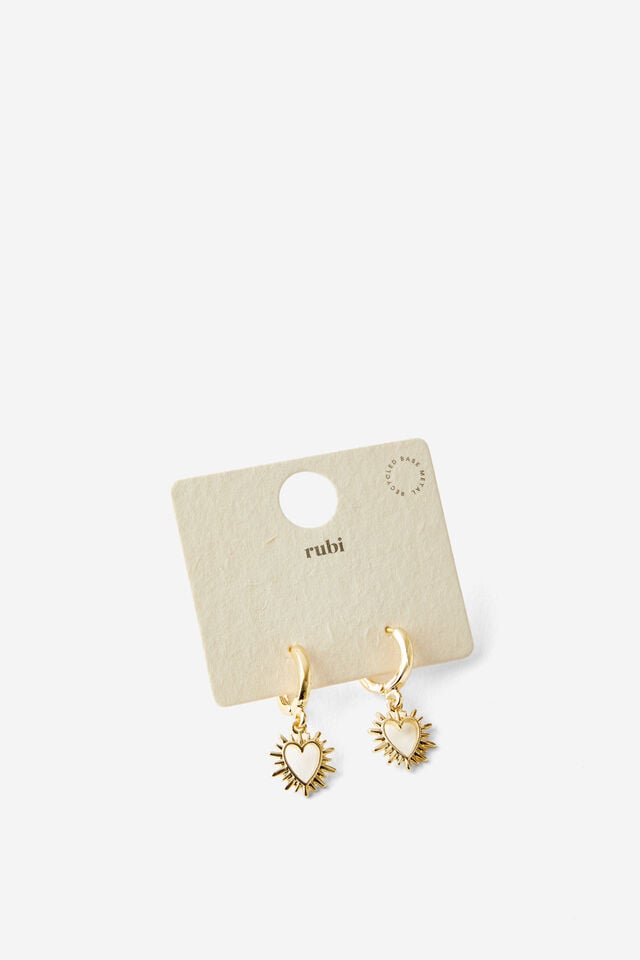 Cotton On Huggie Hoop Earring Up Bursting Heart