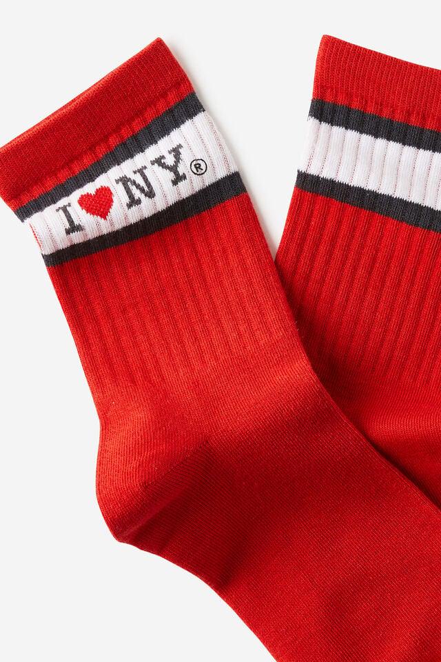 Cotton On I Love NY Retro Crew Sock Lcn Ny I