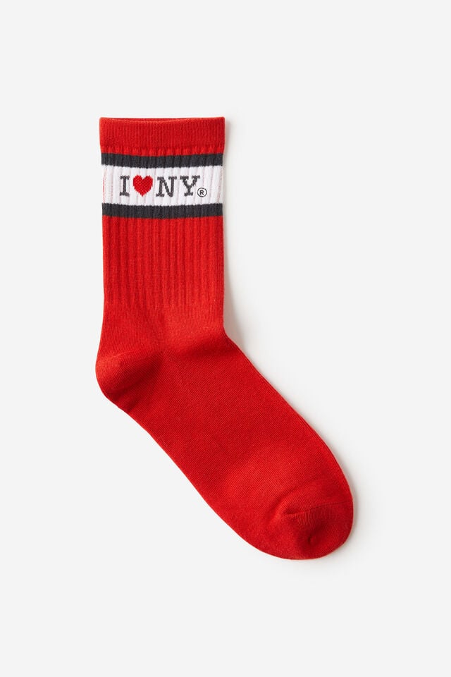 cotton on I Love NY Retro Crew Sock lcn ny i