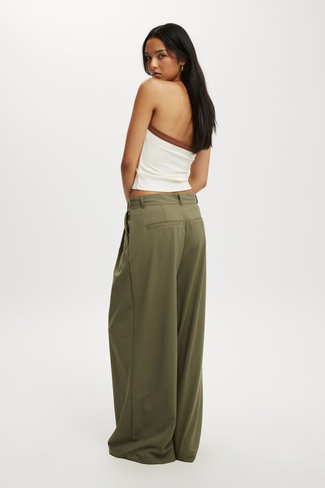 Cotton On Izzy Pleated Suiting Pant Burnt Olive