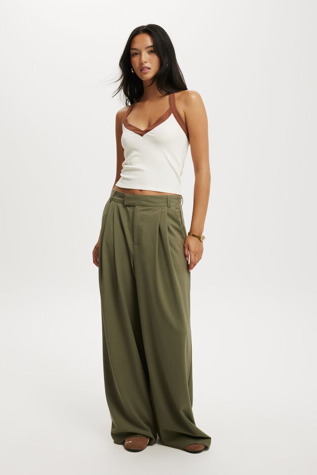 cotton on Izzy Pleated Suiting Pant burnt olive