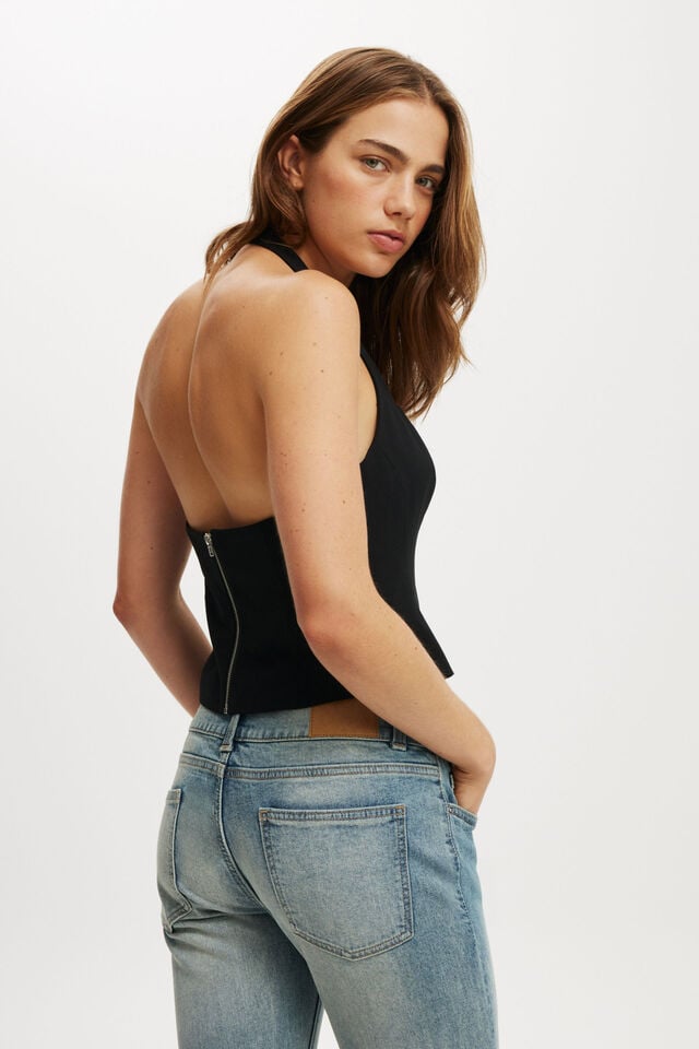 Cotton On Izzy Suiting Halter Top Black
