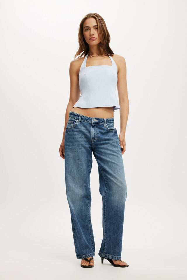 Cotton On Izzy Suiting Halter Top Daydream Blue