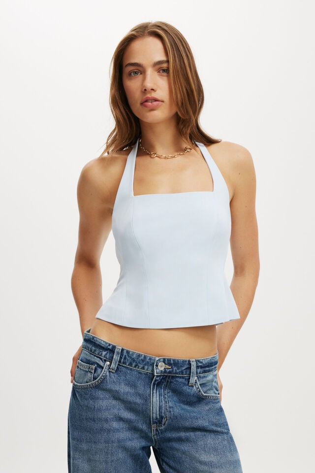 cotton on Izzy Suiting Halter Top daydream blue