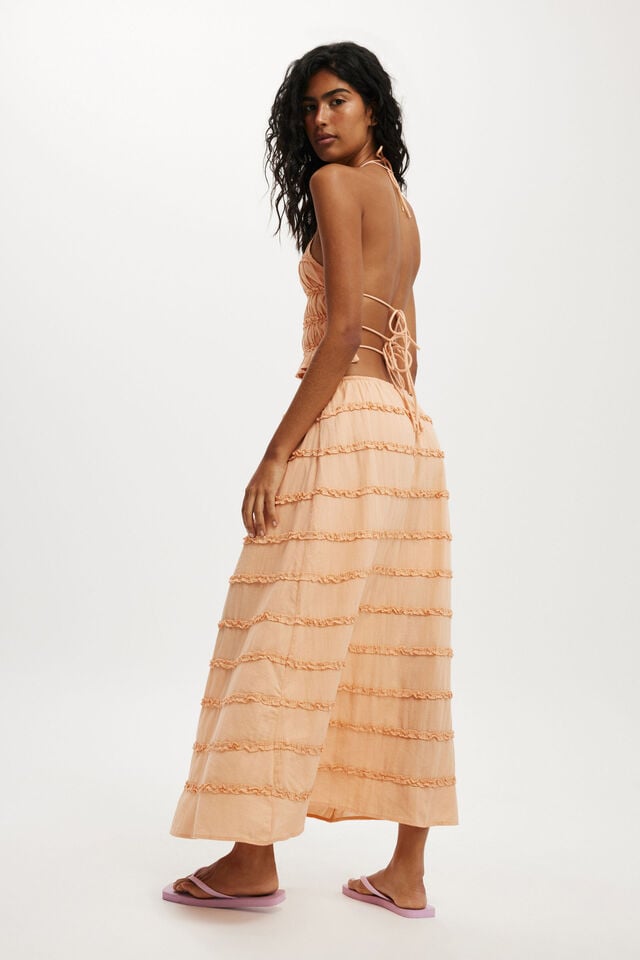 Cotton On Jet Set Tiered Maxi Skirt Soft Orange