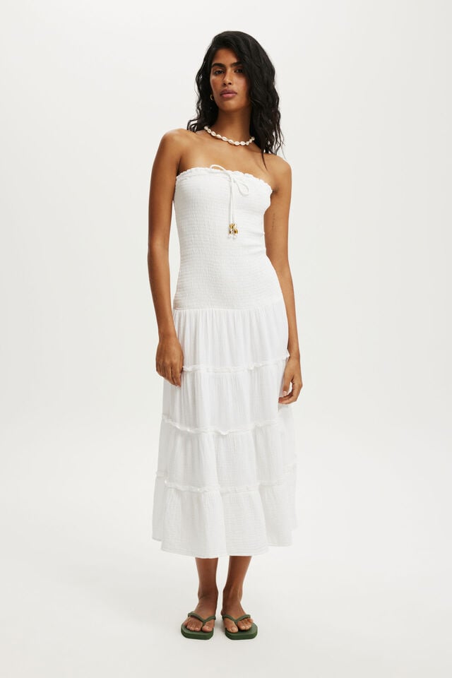 cotton on Jet Set Tube Maxi Dress white
