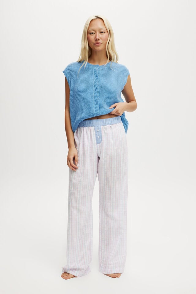 Cotton On Knit Button Up Vest Adrift Blue