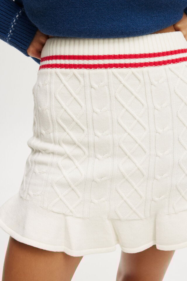 Cotton On Knit Flippy Skirt Coconut Milk/ Raspberry