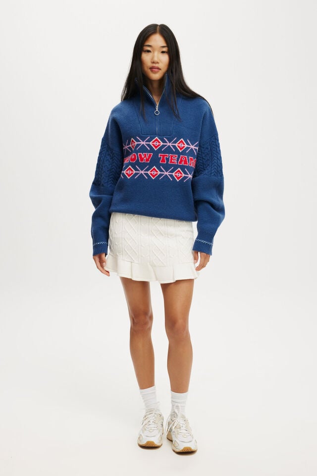 cotton on Knit Flippy Skirt coconut milk/ raspberry