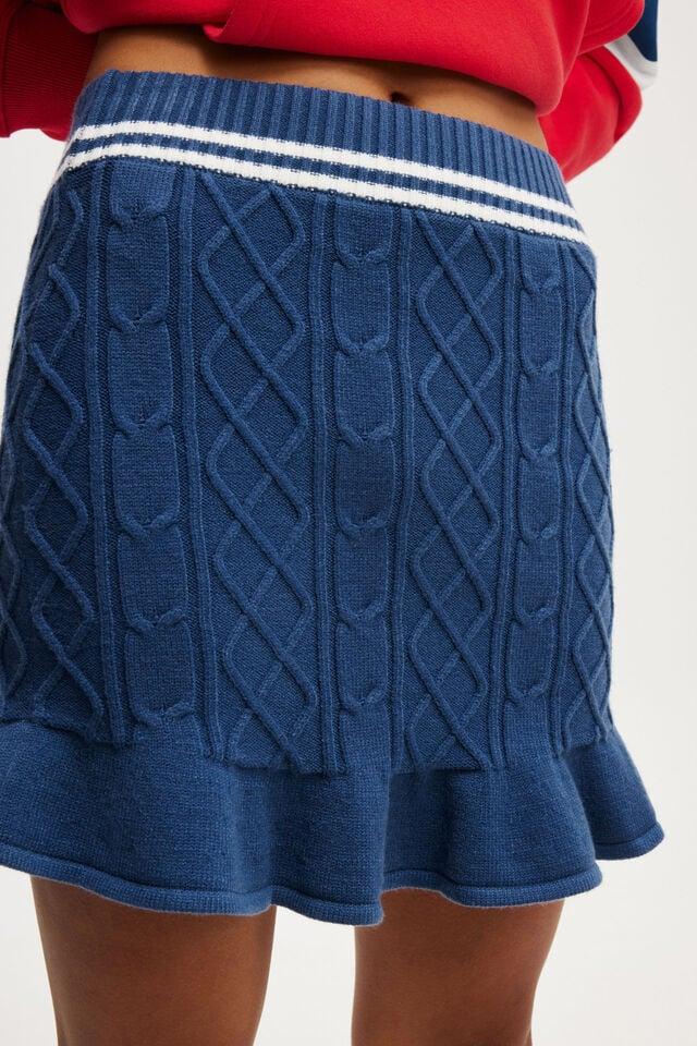 Cotton On Knit Flippy Skirt Deep Blue/ White