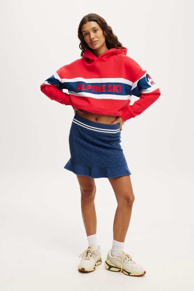 cotton on Knit Flippy Skirt deep blue/ white