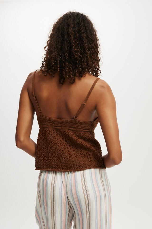 Cotton On Knit Tie Up Cami Walnut