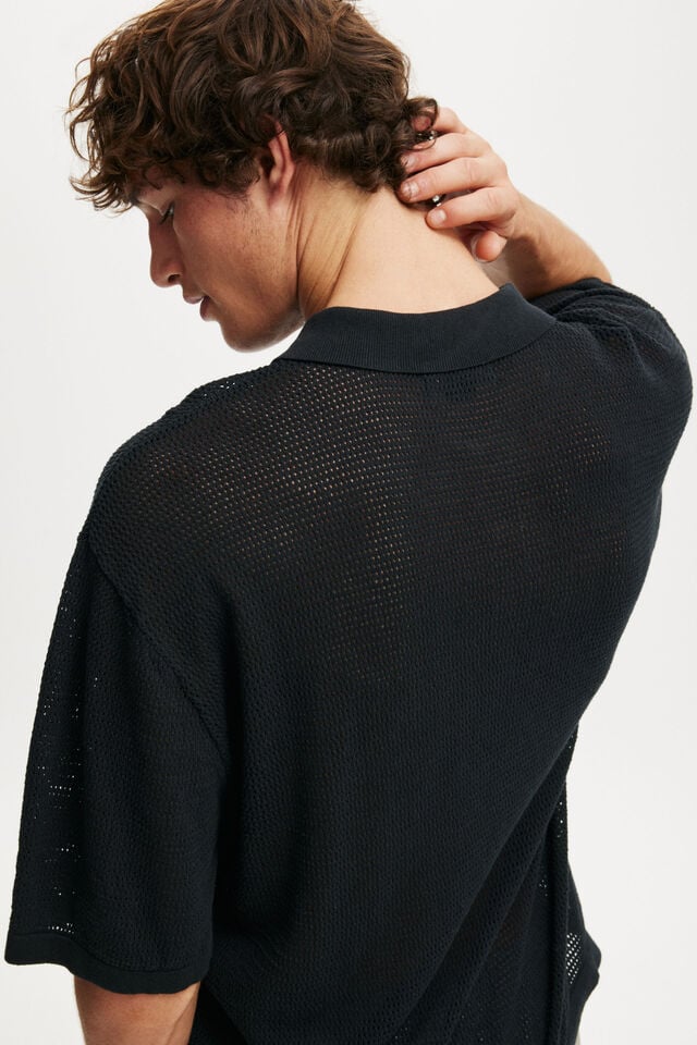 Cotton On Knitted Polo Black
