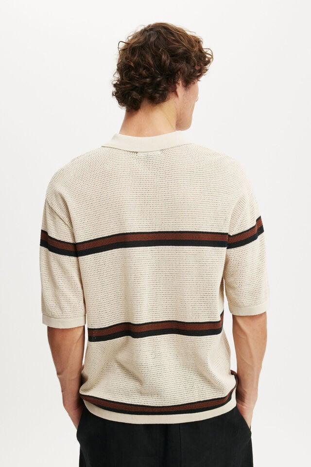 Cotton On Knitted Polo Natural Stripe