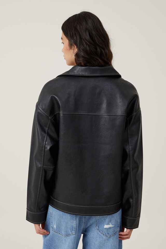Cotton On Leo Faux Leather Jacket Black