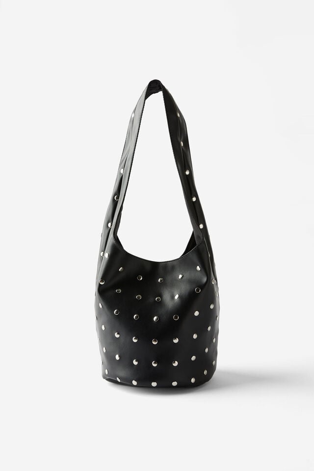 cotton on Lia Studded Bucket Bag black/studded