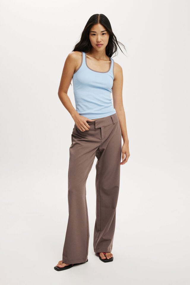 Cotton On Lola Low Rise Suiting Pant Mink Brown