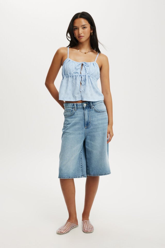 Cotton On Lola Tie Up Cami Daydream Blue