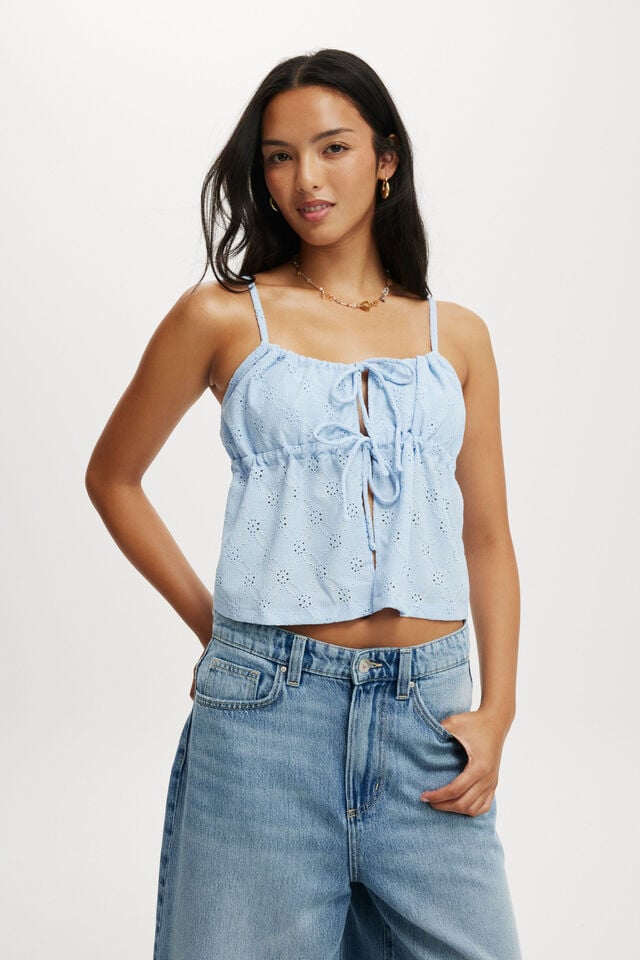 cotton on Lola Tie Up Cami daydream blue