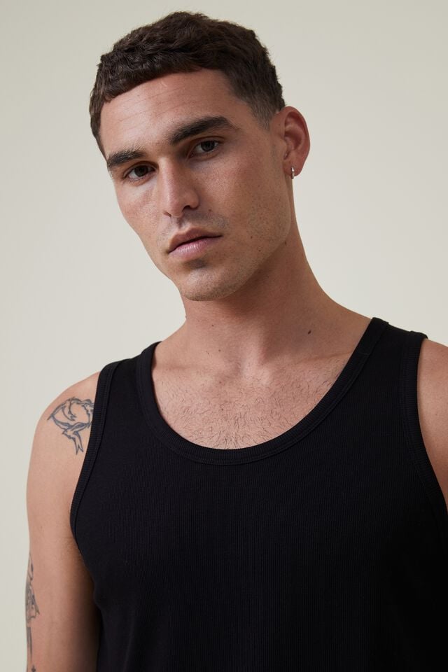 Cotton On Loose Fit Rib Tank Black