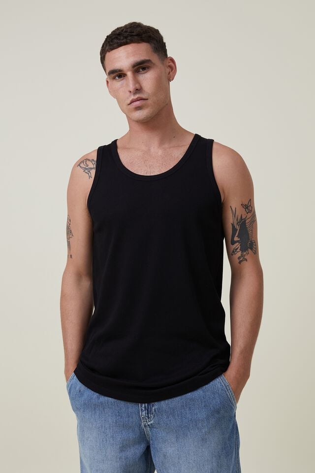 Cotton On Loose Fit Rib Tank Black